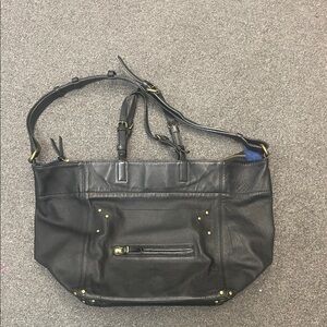 Jerome Dreyfuss Black Leather Tote with Gold Accents